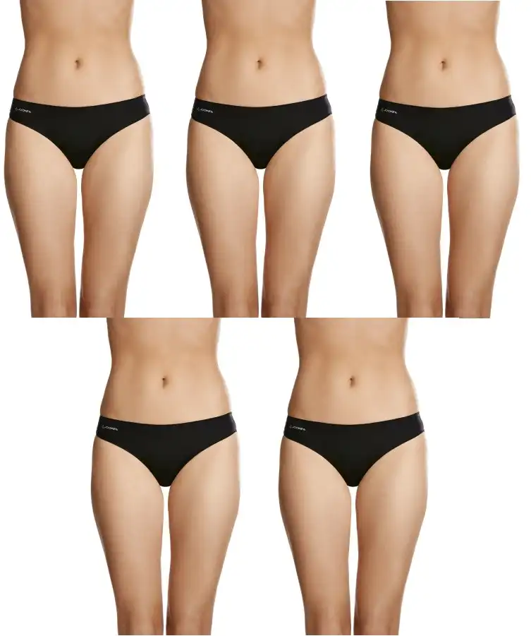 5 x Jockey No Panty Line Promise Tactel Bikini Black Underwear Briefs, Australian Fashion Boutique