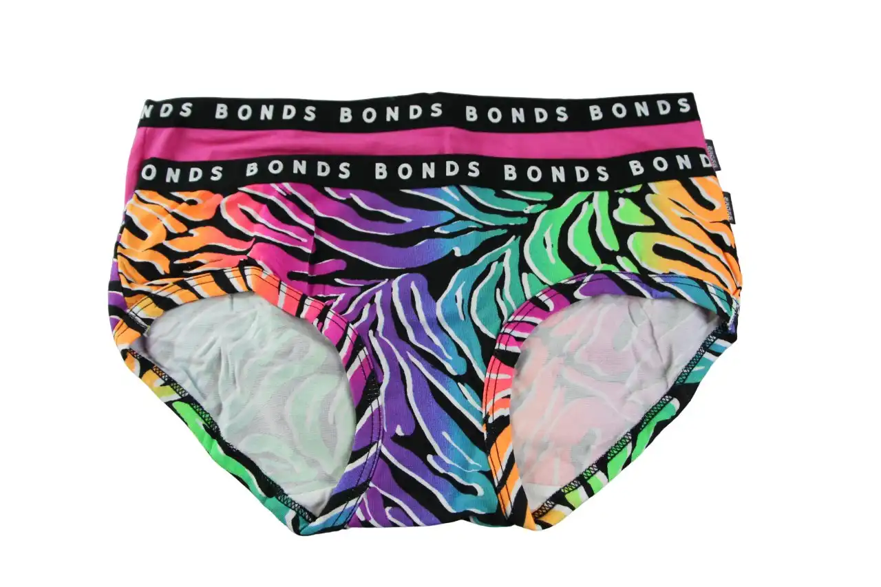 4 Pairs Bonds Hipster Boyleg Briefs Womens Underwear Black Multi / Pink 56K