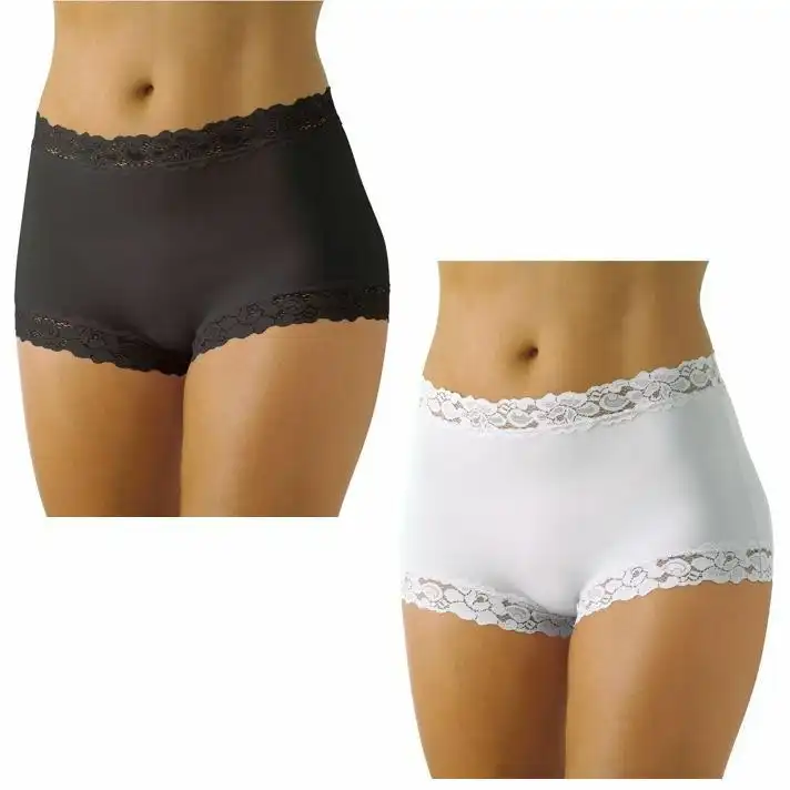 2 x Womens Jockey Parisienne Full Brief Underwear Black / White