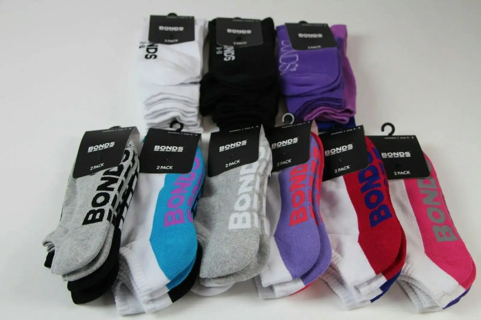 Womens Bonds Socks - Assorted Styles - Low Cut & Crew - 2 Pairs Or 3 Pairs