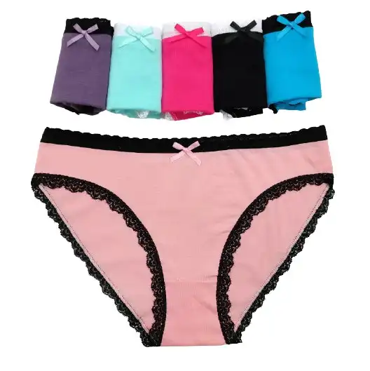 12 X Womens Coloured Bikini Briefs Lace Trim Undies Cotton Underwear Solid  Jocks, Australian Fashion Boutique