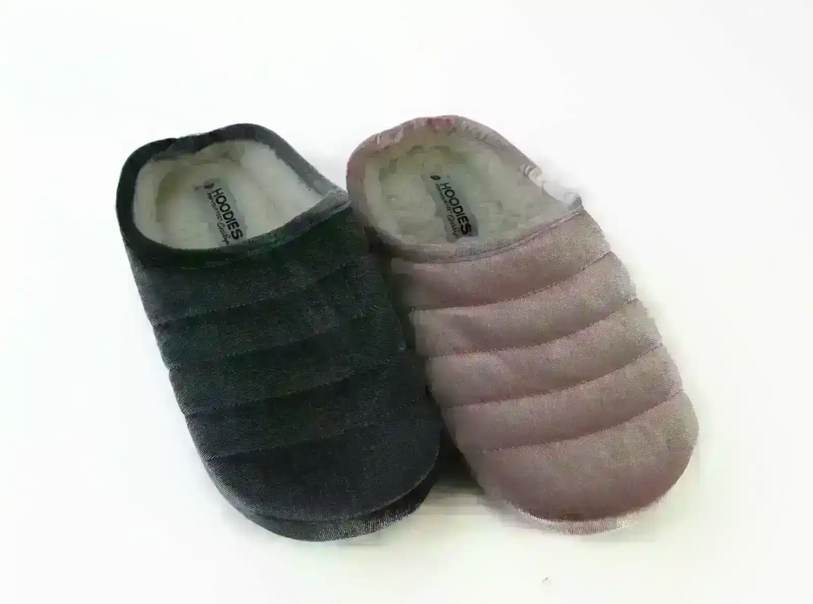 Womens Grosby Hoodies Slip On Pink Dark Grey Puffer Slippers - Size S M L Xl
