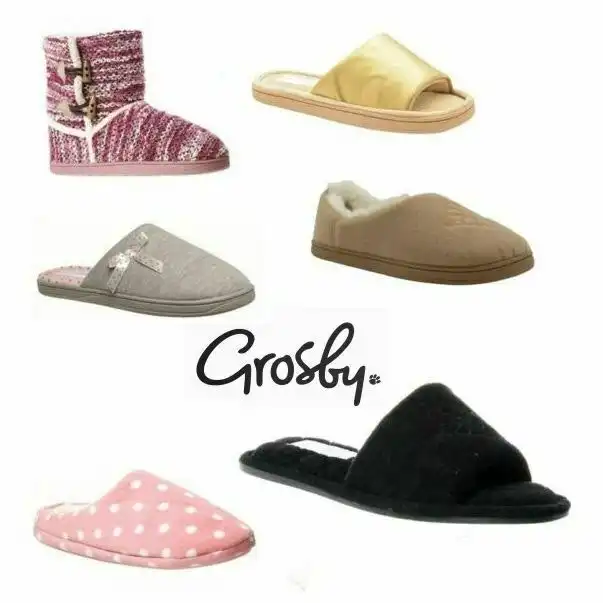 Grosby Womens Slippers Slip On Warm Comfortable Winter Mocassin Shoe Shoes