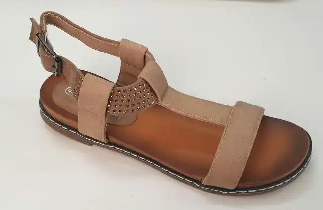 Womens Grosby Claudia Sandals Tan Beige Sandals Open Toe Sandal Summer Shoes