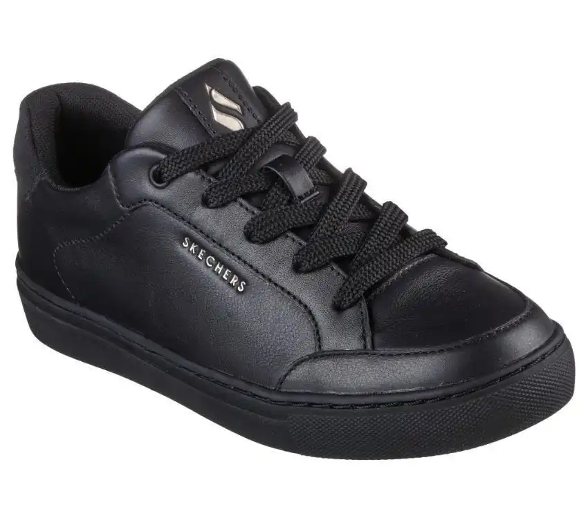 Womens Skechers Side Street Black/Black Lace Up Sneaker Shoes
