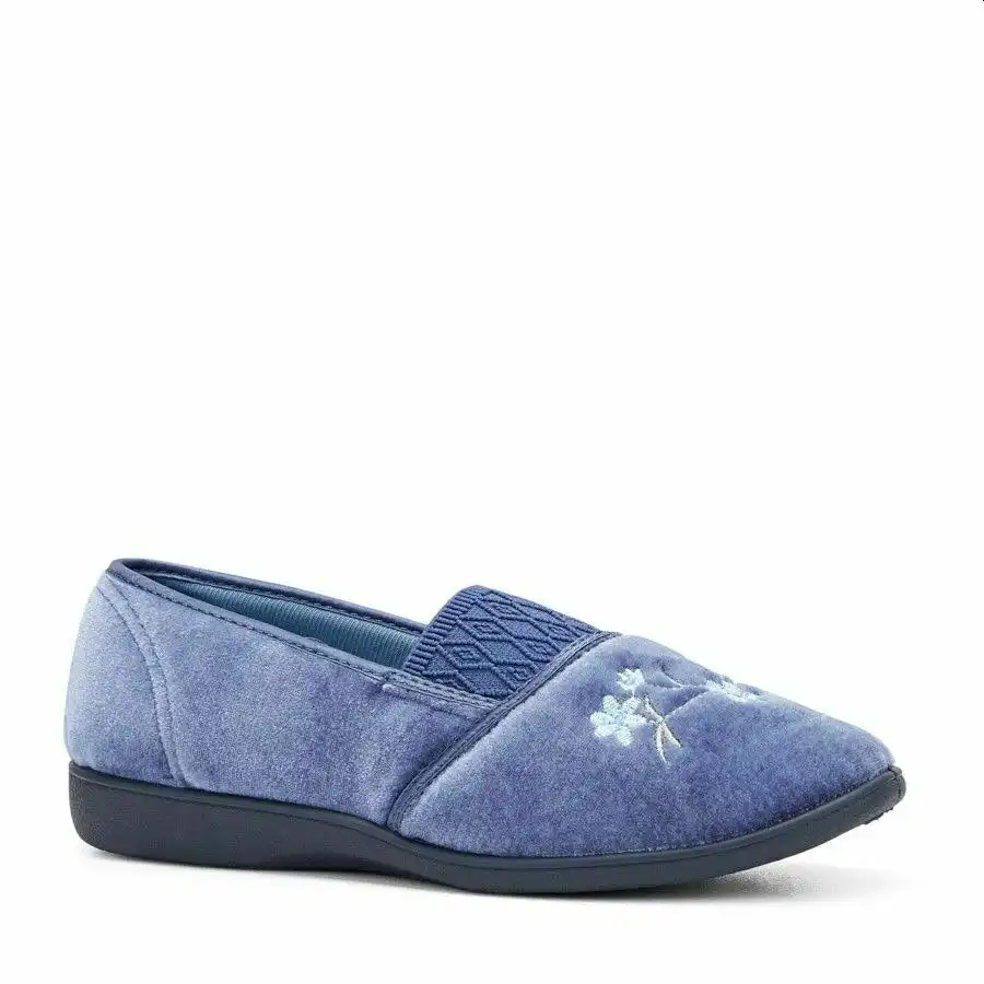 Womens Grosby Sasha Slippers Ladies Mid Blue Shoes Slip On Flats