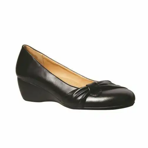 Grosby Sylvia Black Closed Toe Wedges Wedge Womens Work Casual Shoes Ladies
