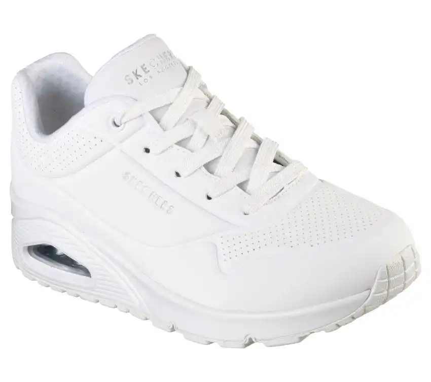 Womens Skechers Uno - Stand On Air White Lace Up Sneaker Shoes