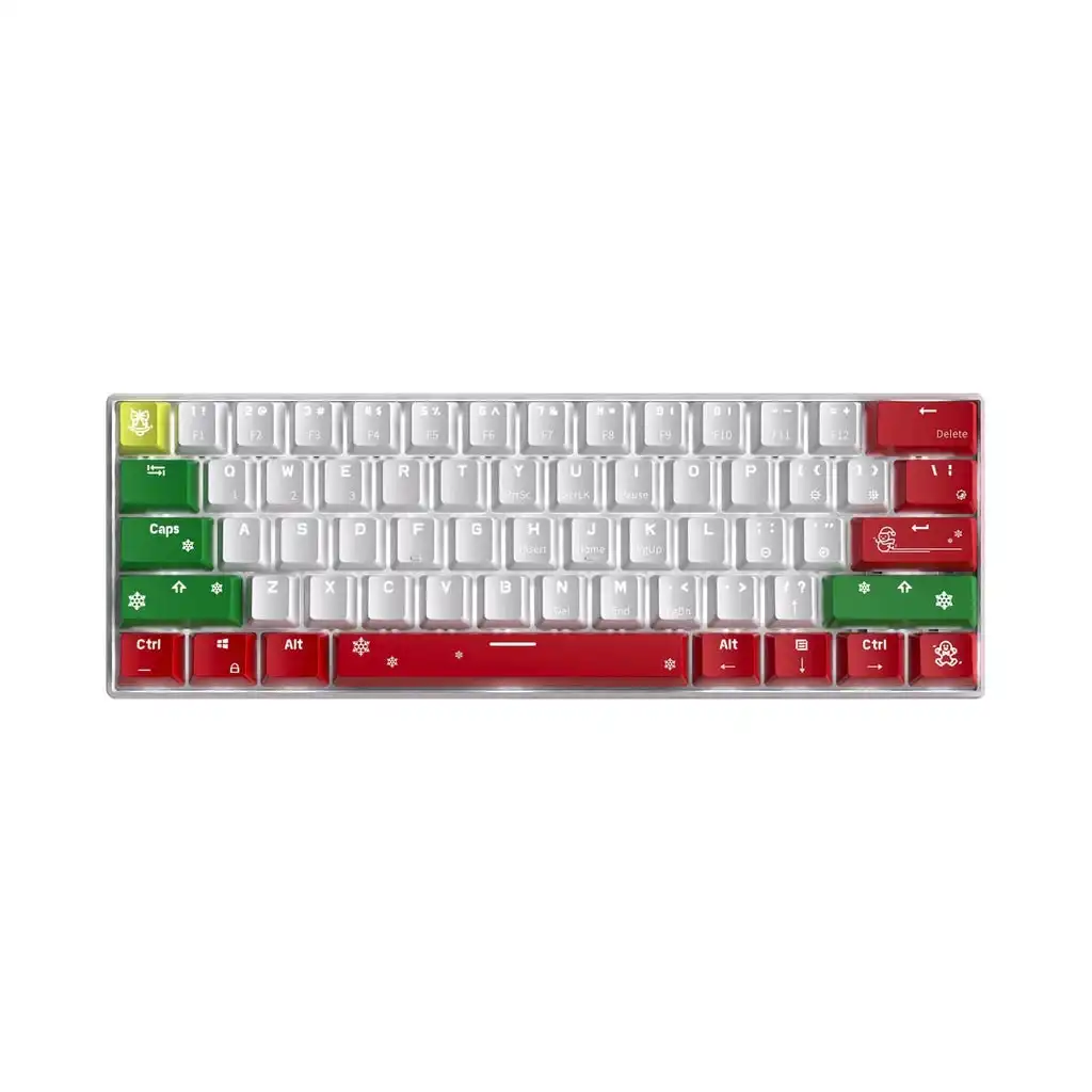 Royal Kludge RK61 Tri Mode Hot-Swap 60% RGB Mechanical Gaming Keyboard Xmas Edition (Brown Switch)