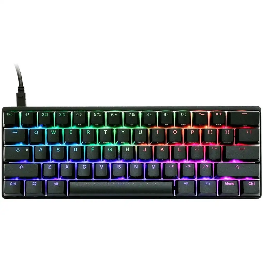 Vortex Poker 3 60% RGB Backlit 61 Keys Compact Mechanical Gaming Keyboard Cherry MX Silent Black Linear Quiet Switch