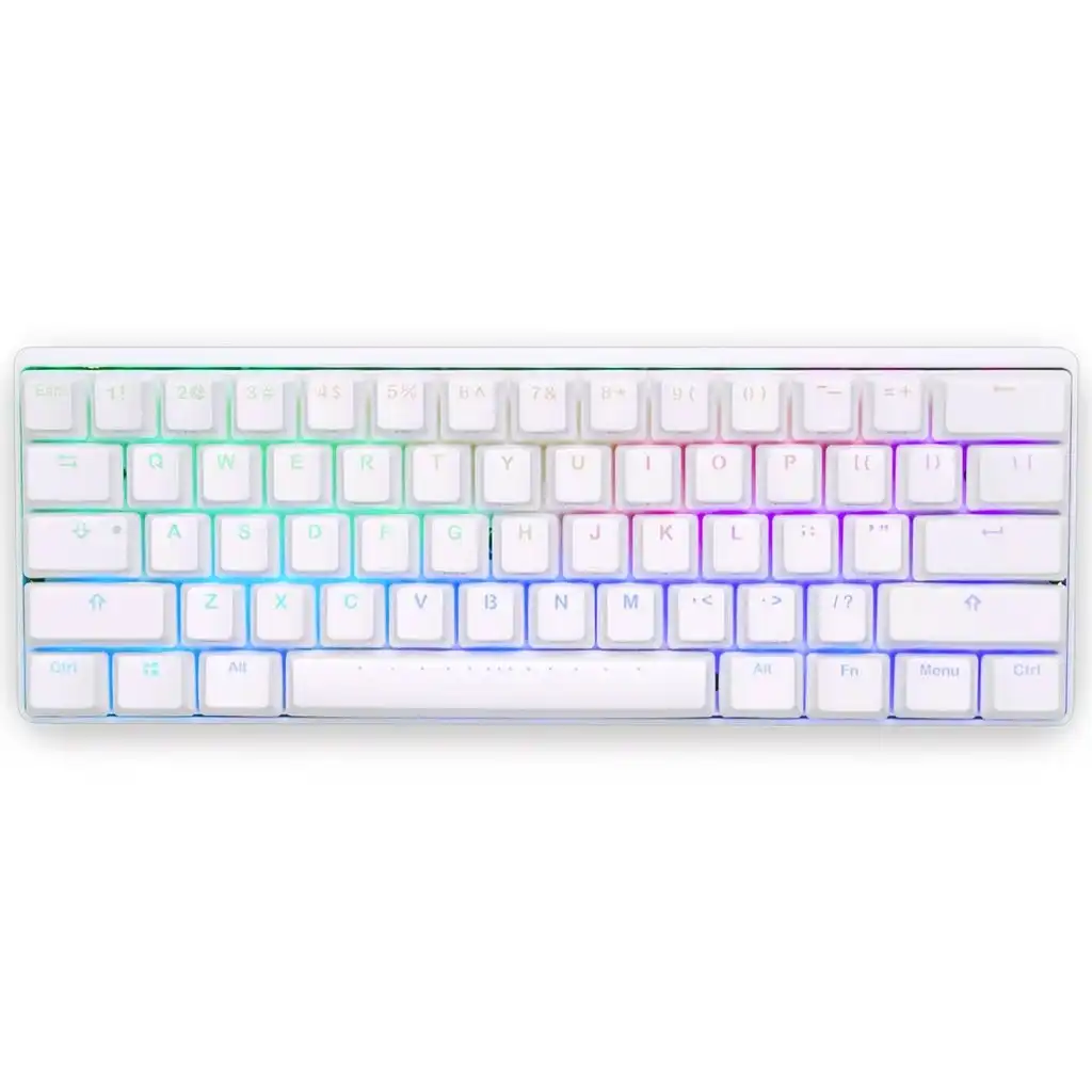 Vortex Poker 3 60% RGB Backlit White 61 Keys Compact Mechanical Gaming Keyboard Cherry MX Brown Tactile Switches