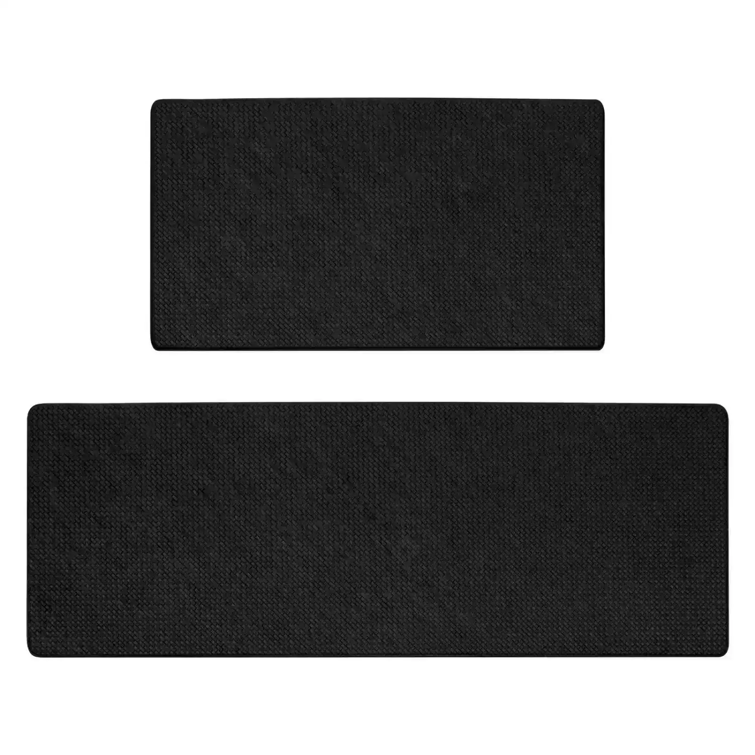 Gominimo PVC Non-Slip Waterproof Kitchen Floor Rug Mat 2pcs Set Black
