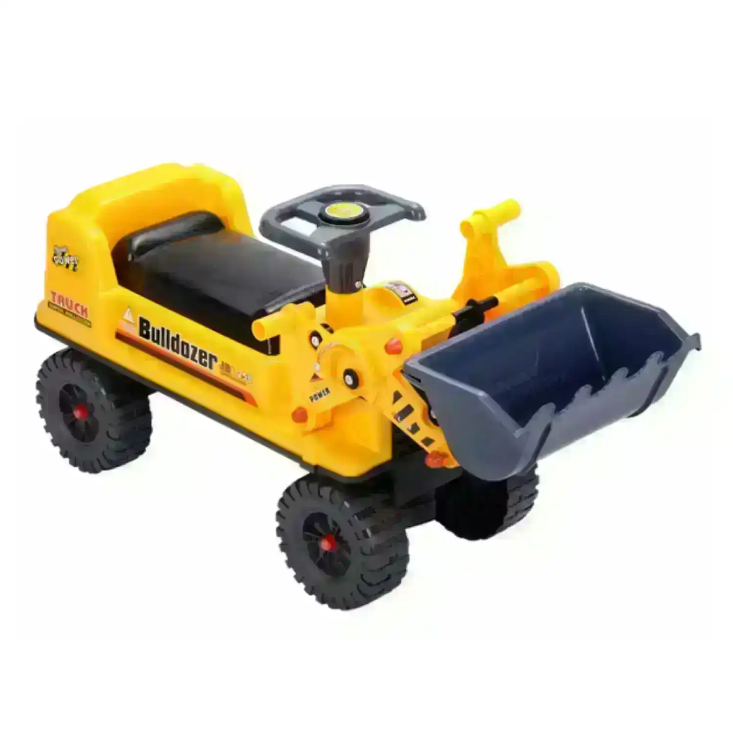 Gominimo Kids Ride On Bulldozer Digger Tractor Excavator Toy Car with Helmet