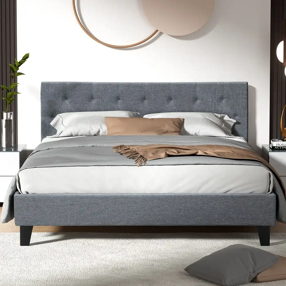 Artiss Bed Frame Queen Size Base Grey Vanke