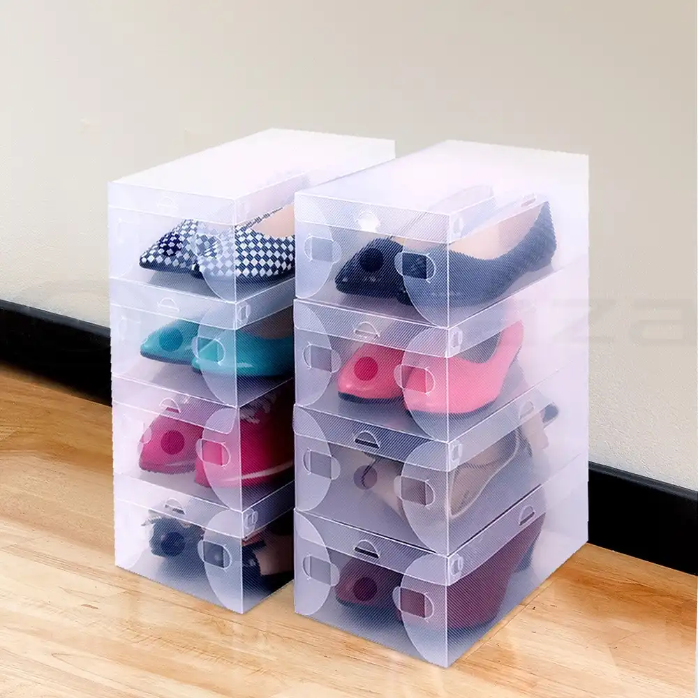 20x Clear Shoe Box Foldable Transparent Shoe Storage Stackable Case