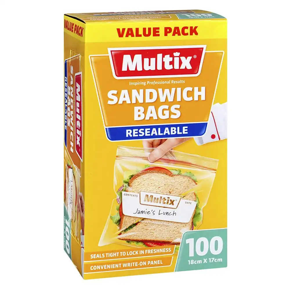 200x Multix 16cm Sandwich Bags Resealable Food Storage Zip Lock Container Bag