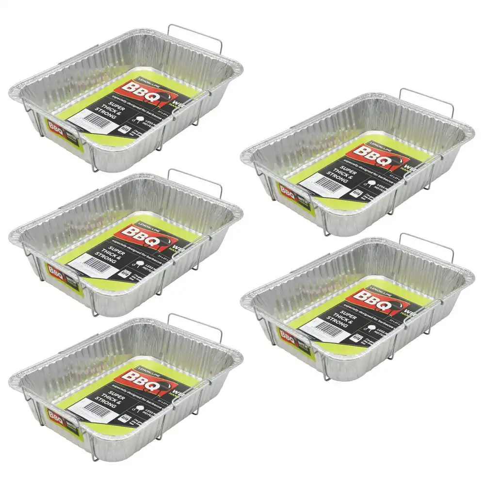 5PK Lemon And Lime 37cm Aluminium BBQ Foil Tray Food Container w/Wire Handles SL
