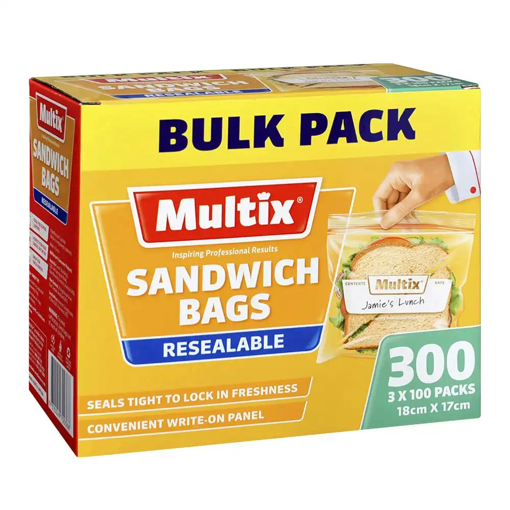 600x Multix 16x10cm Sandwich Bags Resealable Storage Zip Lock Container Bag