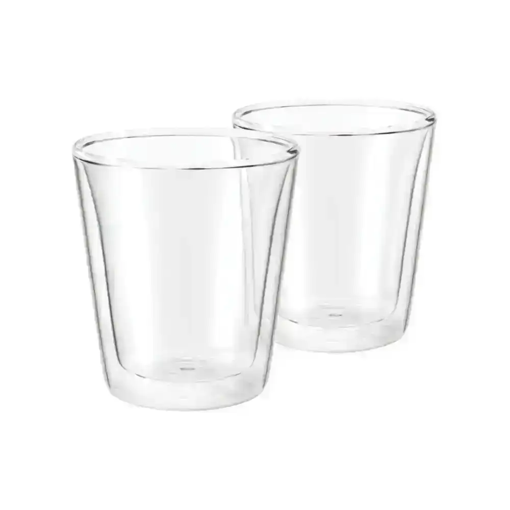 2pc Breville 200ml The Latte Duo Glasses Borosilicate Heat Resistant Glass Clear