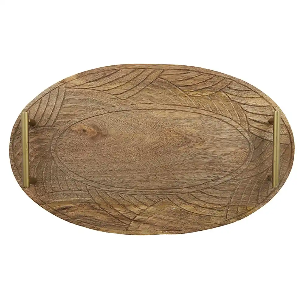 Coast To Coast Home 55cm Naya Wood Carved Oval Food Tray/Dish w/Handles Natural