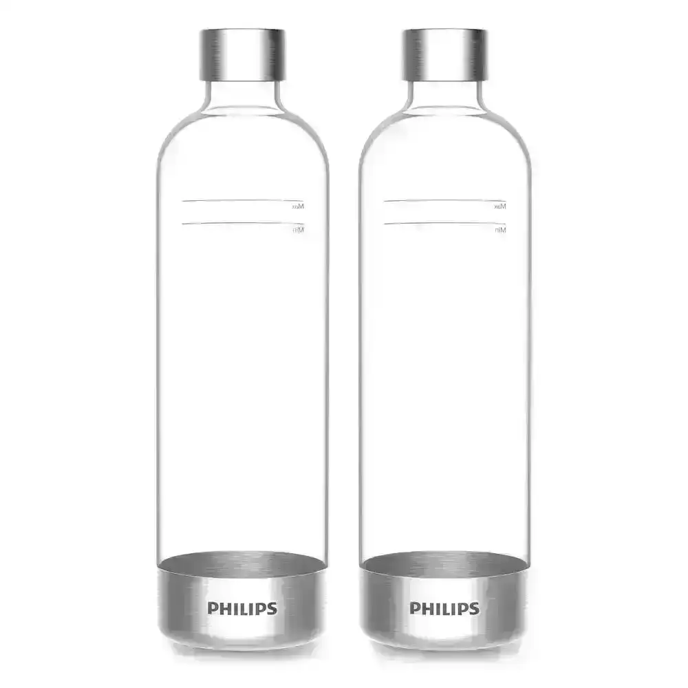 2x Philips GoZero BPA Free 1L Sparkling Water/Carbonating Bottle for Soda Maker