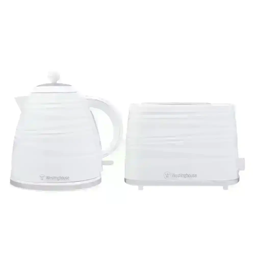 Westinghouse Electric 1.7L 930W Kettle & 2200W 2 Slice Bread Toaster Set White