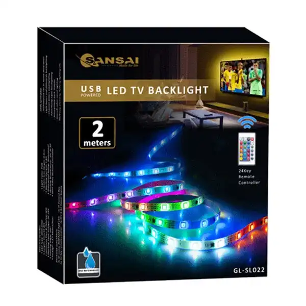 Sansai USB Powered RGB LED Light TV Backlight Strip Lights w/ Remote Control