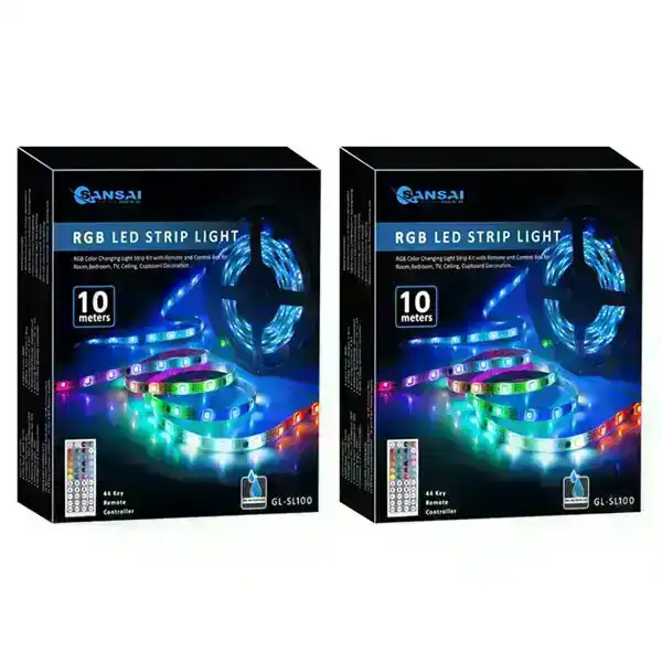 2x Sansai 10m USB Powered RGB LED Strip Light Monitor Backlight w/Remote Control