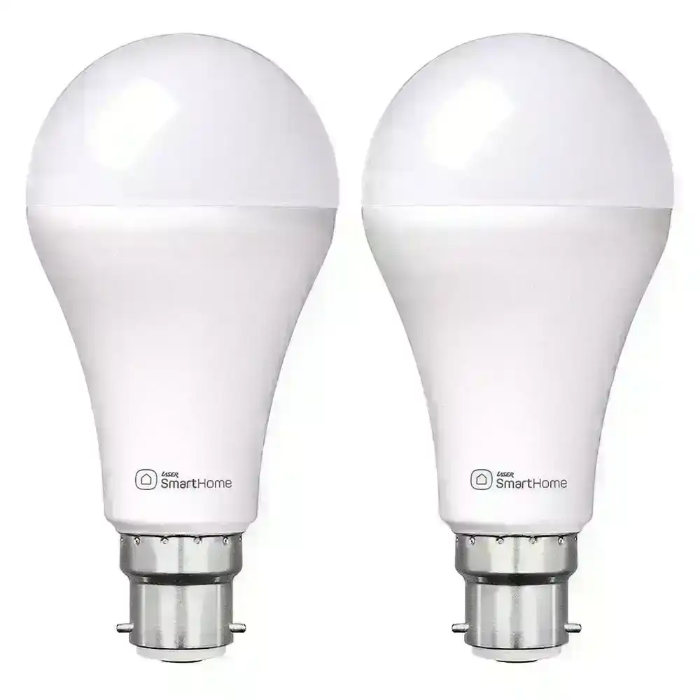 2x Laser 10W B22 Warm/Cool White Adjust Smart LED Light Bulb WiFi App Control