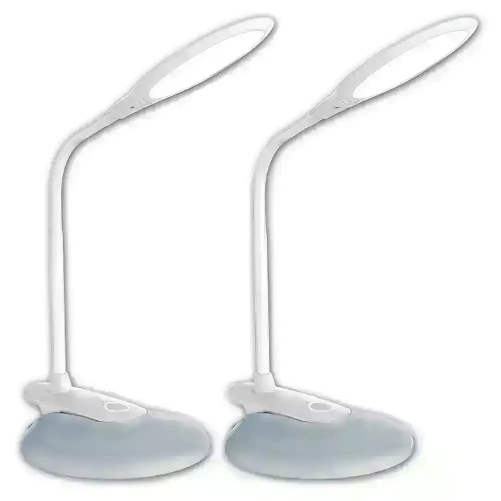 2x Sansai Dual Base Home/Office/School Rotatable 6W LED Desk Lamp/Light Clip-on