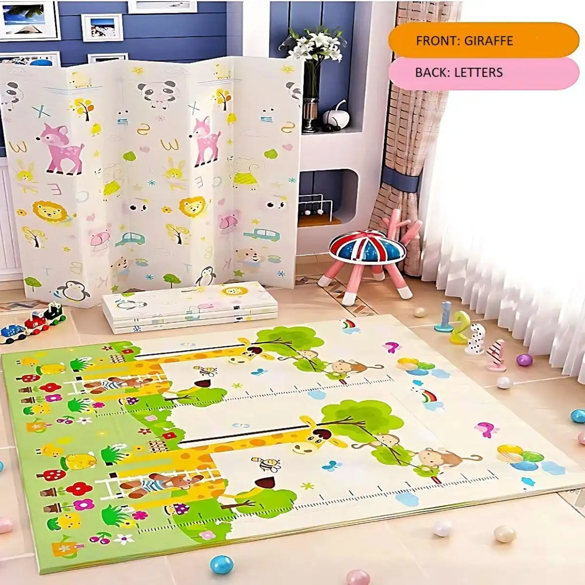 BabiesMart Large Play Mat 5-Layer, Waterproof, Non-Toxic, Double-Sided, Foldable Mat