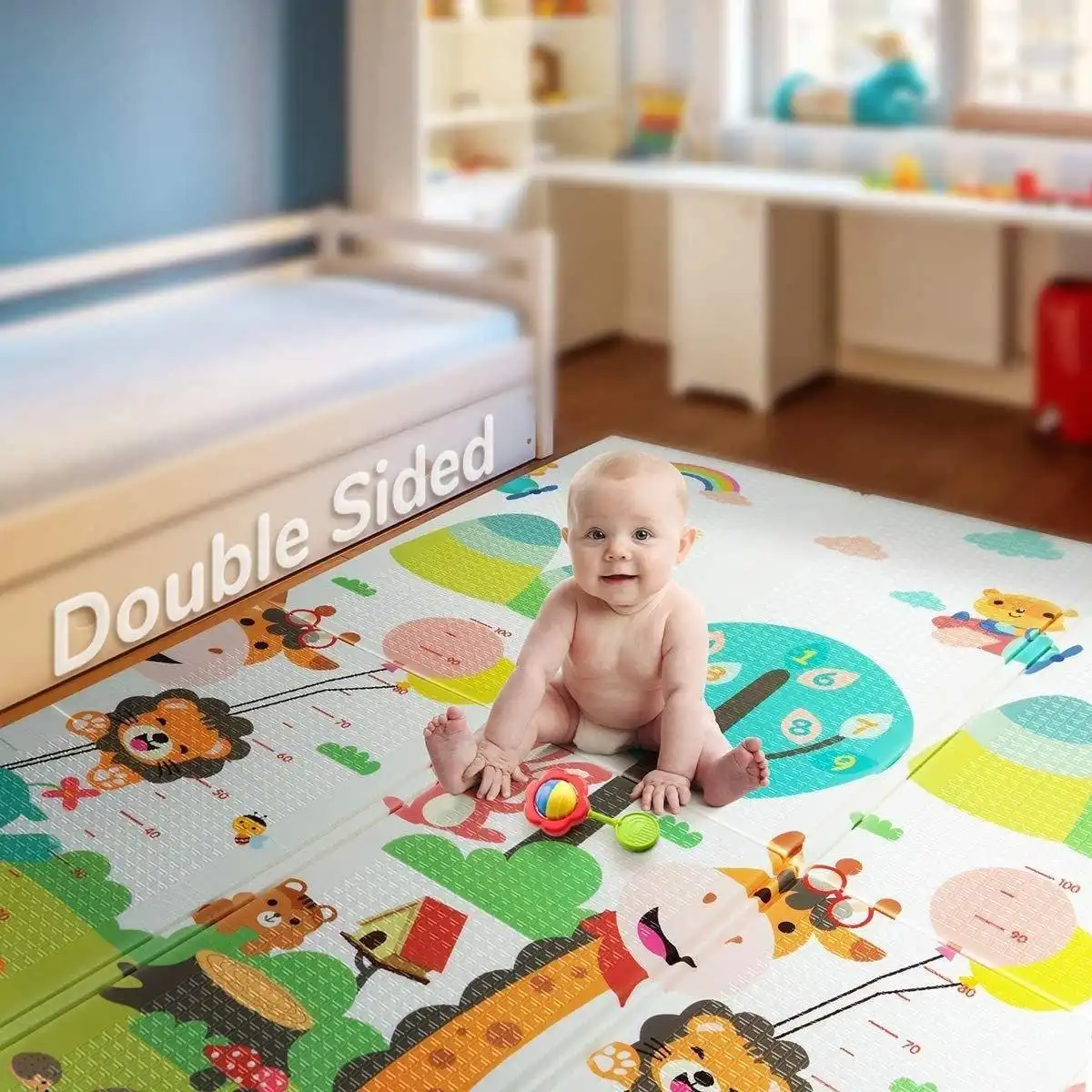 BabiesMart Large Foldable Baby Kids Play Mat Non-Slip and Double-sided