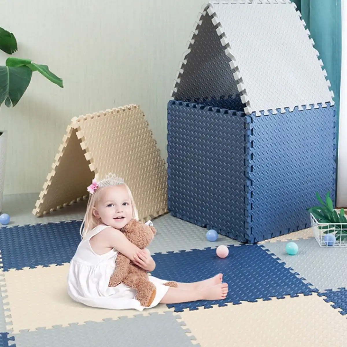 BabiesMart Baby Play Mat Safe Foam Mat Large 60 x 60 x 1 CM Puzzle Tiles