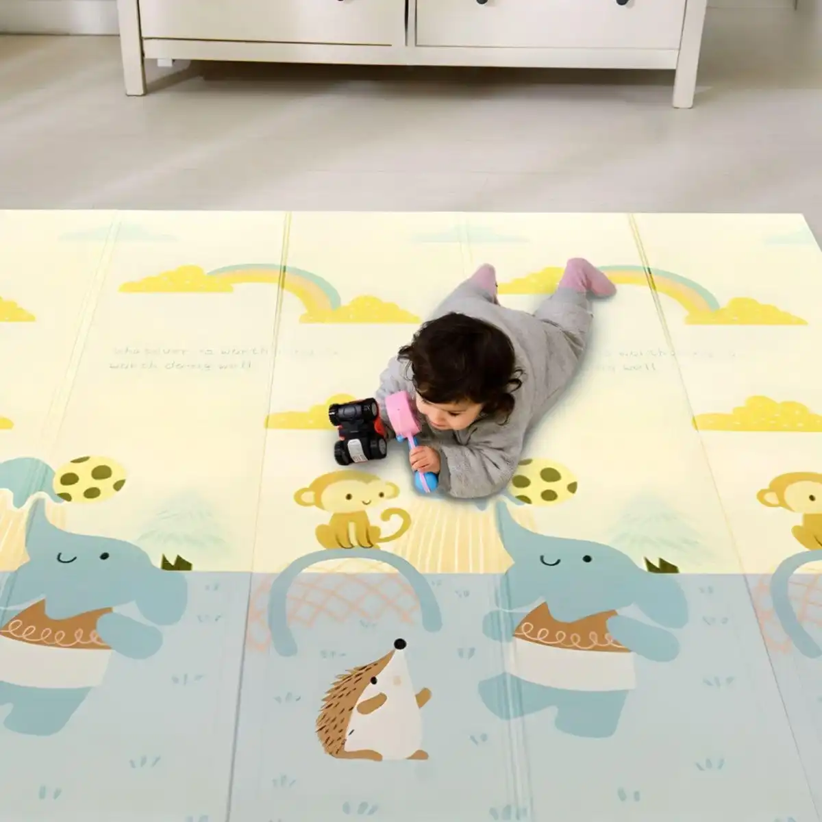 BabiesMart Foldable Baby Play Mat Safe & Comfortable Double Sided Reversible Mat