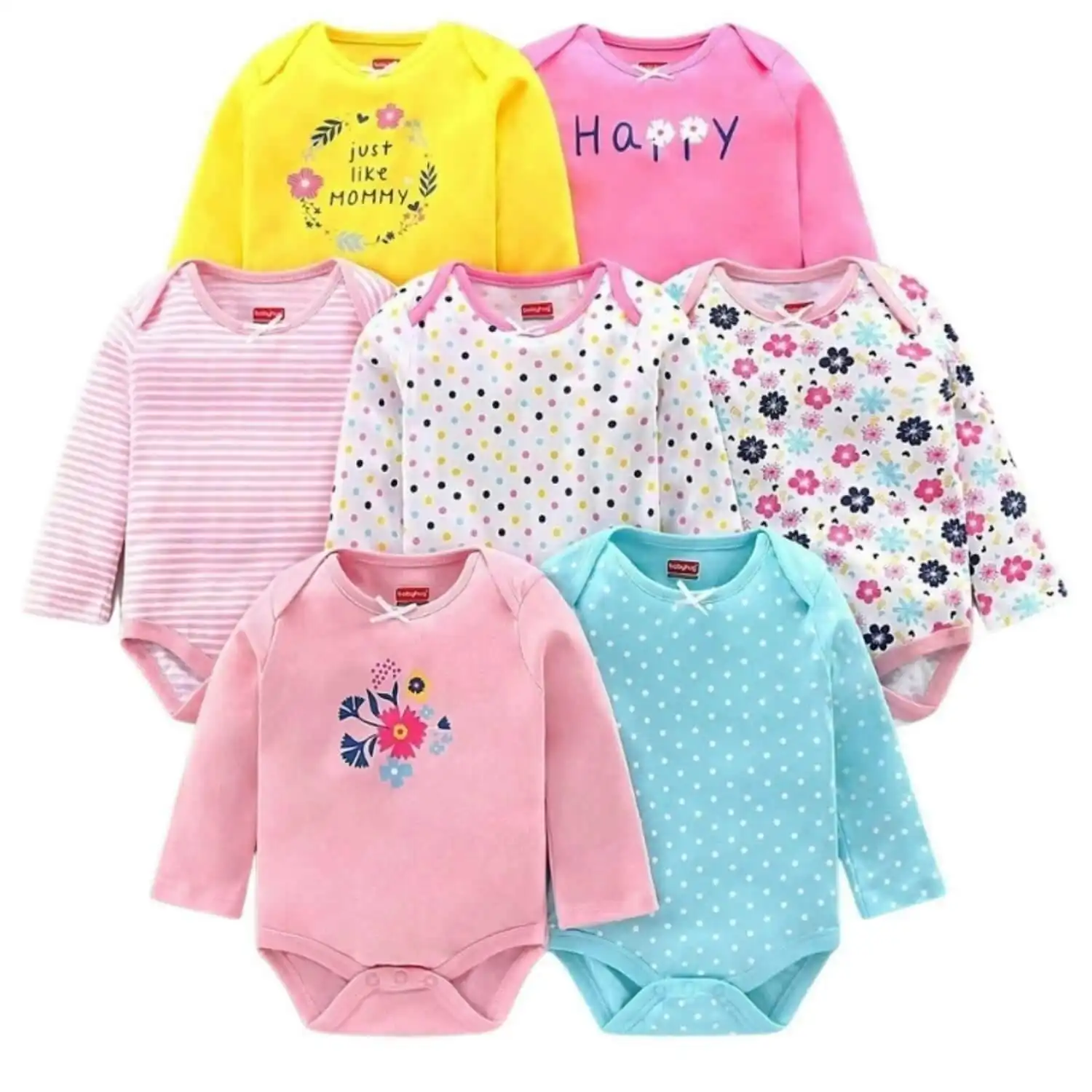 BabiesMart 7 Pack Unisex Baby Onesies Baby Clothes 100% Cotton