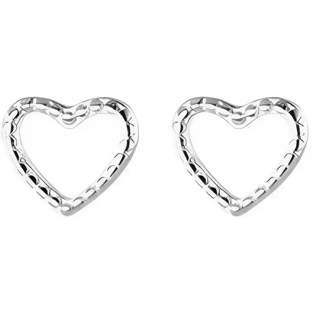 Anyco Fashion Earrings Heart Silver 925 Sterling Silver Minimalist Stud for Women Cute Teen Jewelry