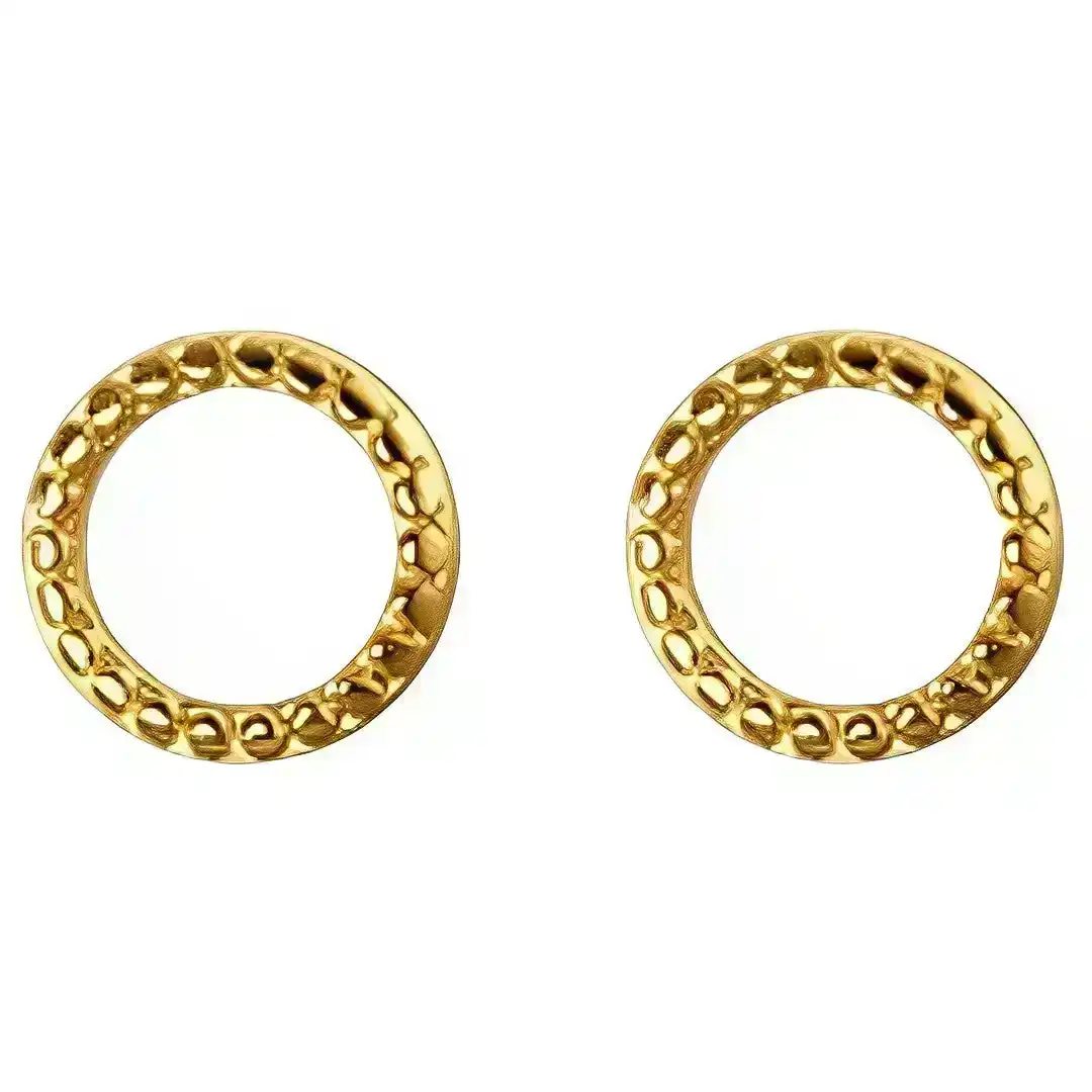 Anyco Fashion Earrings Round Gold 925 Sterling Silver Minimalist Round Stud for Women Cute Teen Jewelry