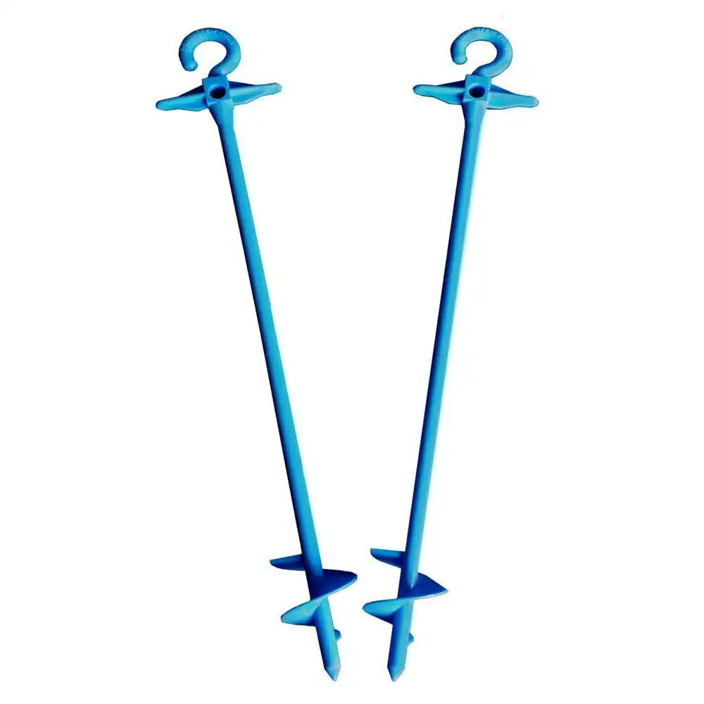 2pc 58cm Bluescrew Ground Anchor Large Campsites/Turf/Soil Tents/Boats/Campers
