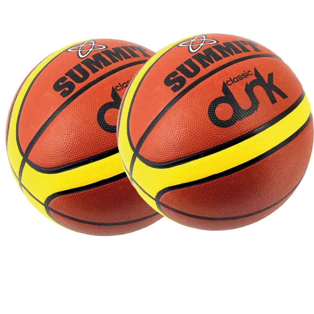2x Summit Size 3 Classic Dunk Basketball Indoor/Outdoor Sport Rubber Ball Brown