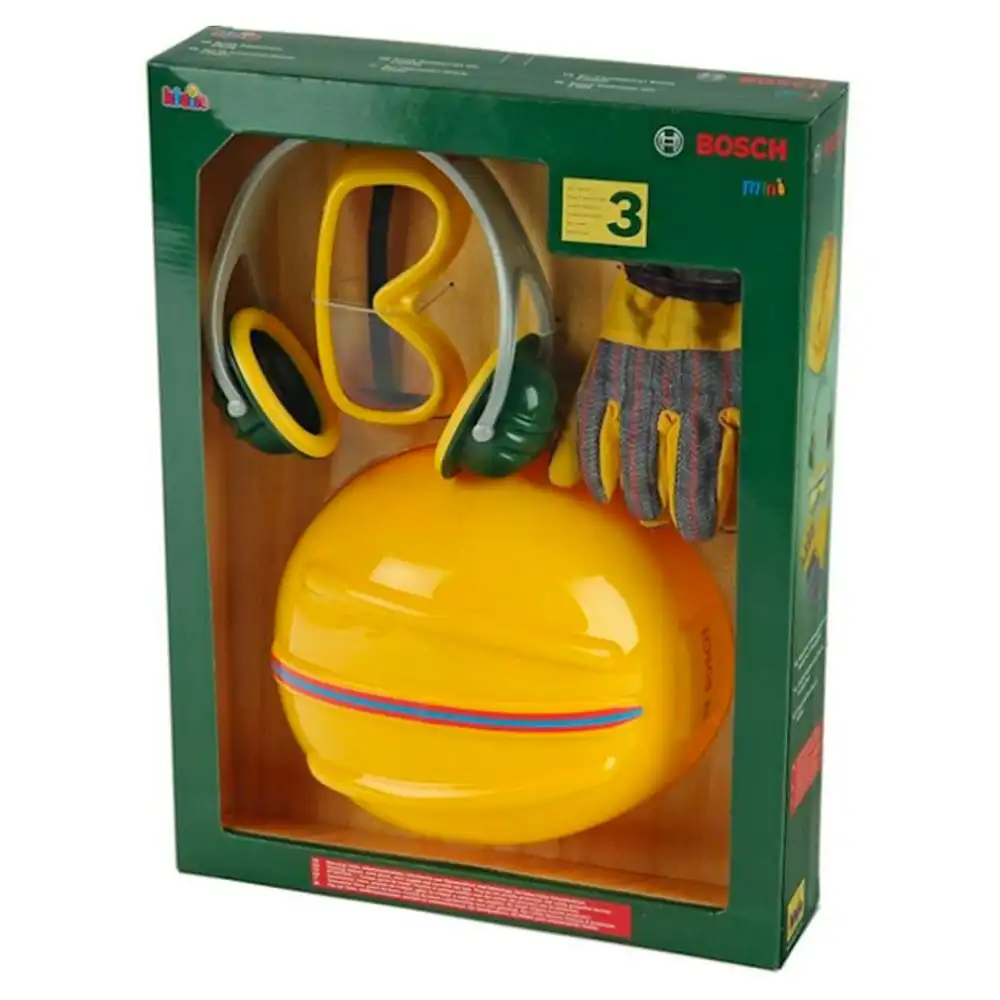 4pc Bosch Helmet/Earmuffs/Safety Glasses/Glove Kids/Children Playing Toy Set 3+