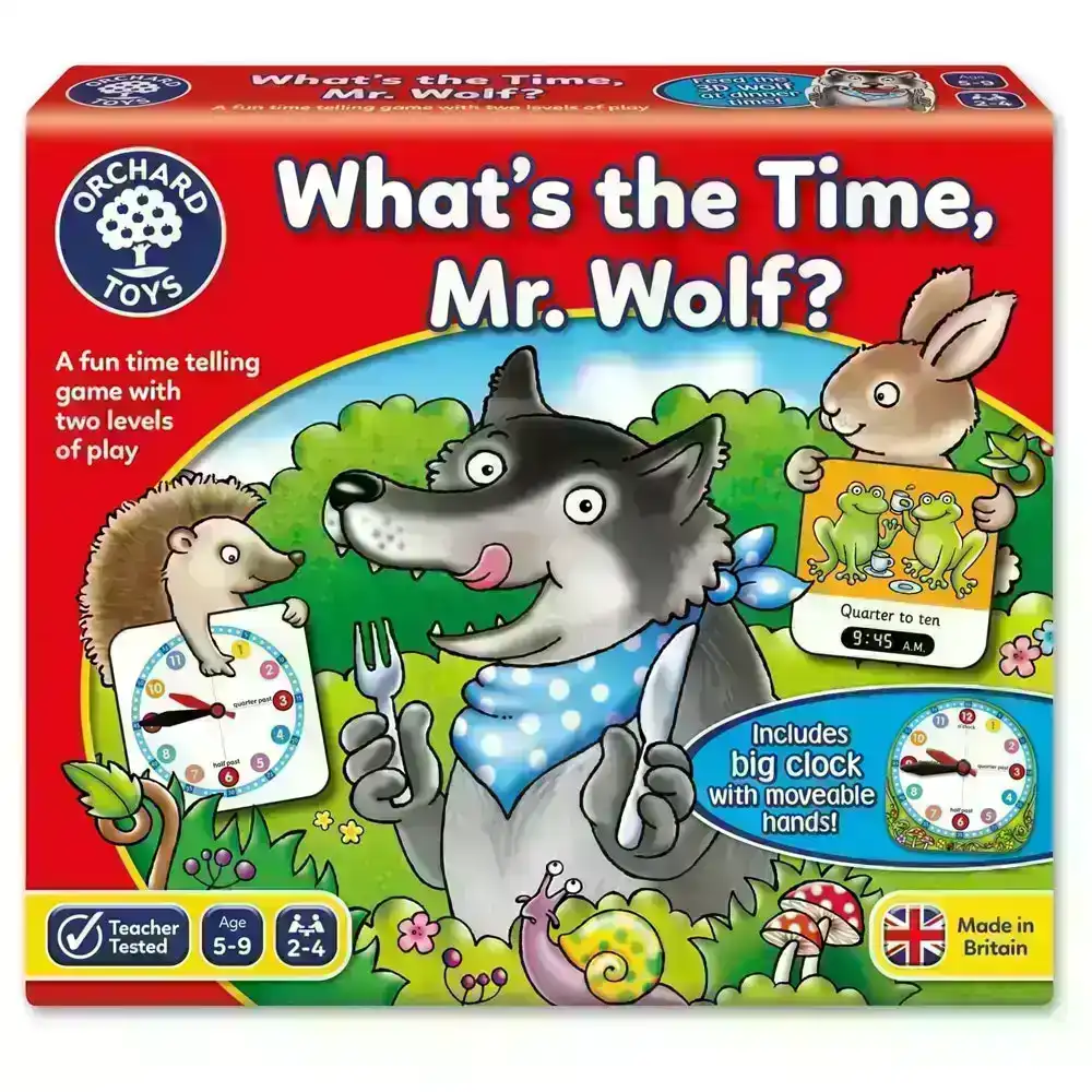 Orchard Toys What's The Time Kids Educational Numbers Mr. Wolf Puzzle Card Game