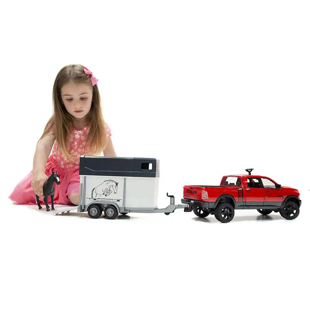 Bruder 1:16 RAM 2500 Power Wagon w/ 1pc Horse/Trailer Toy Vehicle Kids 4y+ Red