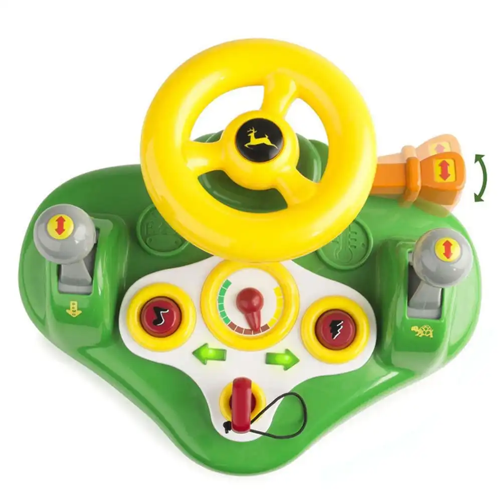 John Deere Busy Car Driver Driving Steering Wheel Lights Sounds Toy Kids/Toddler