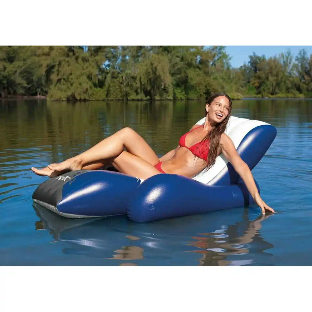 Intex 180cm Inflatable Floating Recliner Lounge Swimming Pool Float 15y+ Blue
