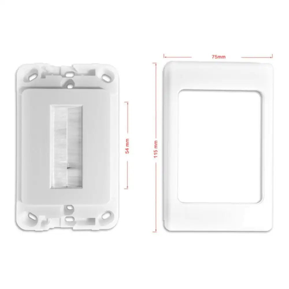 3x Pro2 White Wall Plate/Brush Outlet Cover For Cable Lead  Management/Organiser
