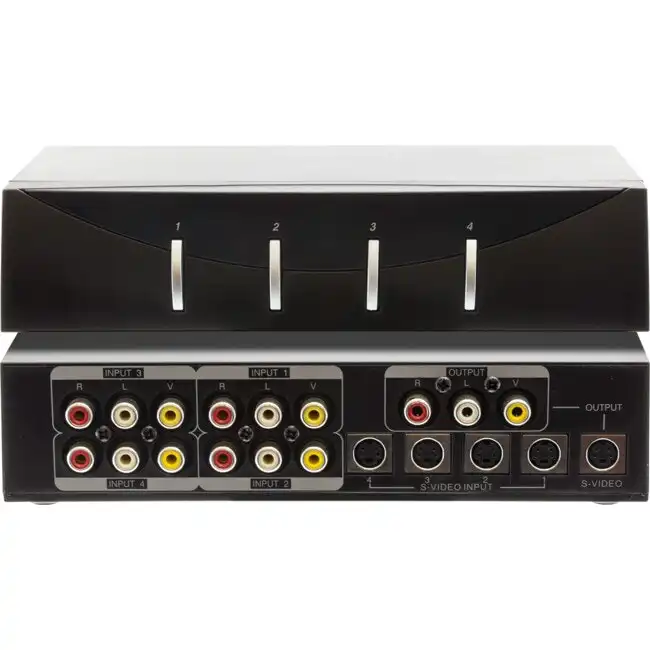 Pro.2 4-Way AV Composite/S-Video Selector VCRs/Gaming Consoles 10Hz-20K Hz