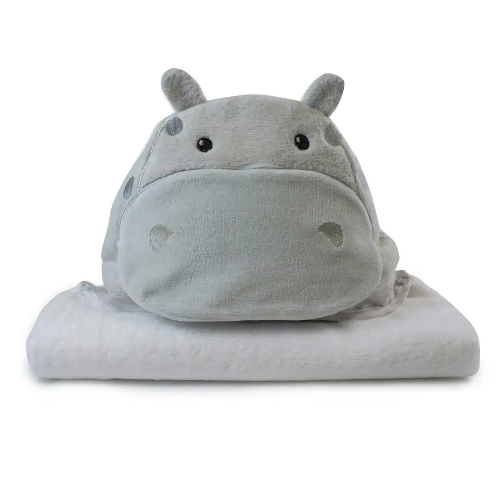 Bubba Blue Zoo Animal Hippo Hooded Baby/Newborn/Infant Plush Bath Drying Towel