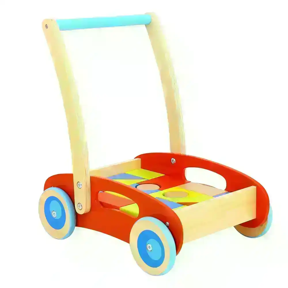 Tooky Toy Wooden Baby Walker w/ Blocks Kids Educational/Activity Fun Play 12m+