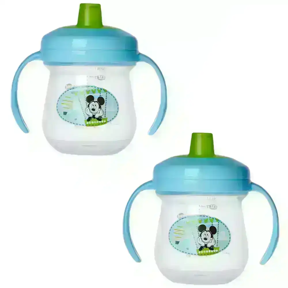2PK The First years Soft Spout Trainer Drinking Sippy Cup Baby 9m+ Mickey Blue
