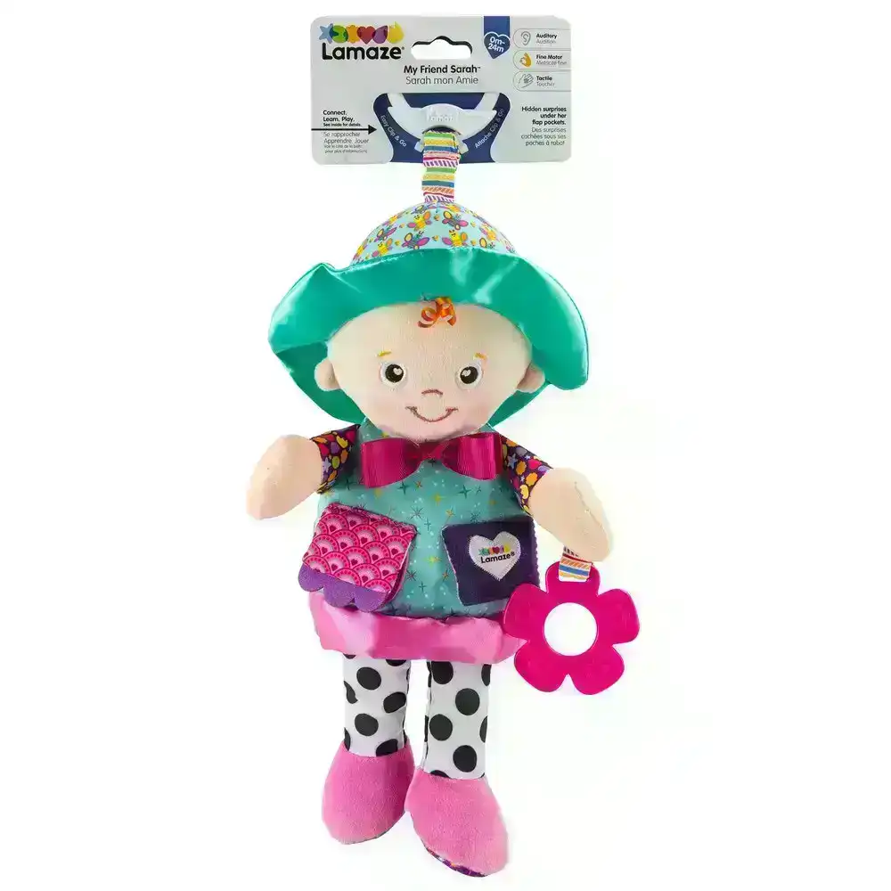 Lamaze Clip & Go My Friend Sarah Baby Doll w/Peek A Boo Mirror/Teether Toy 0m+